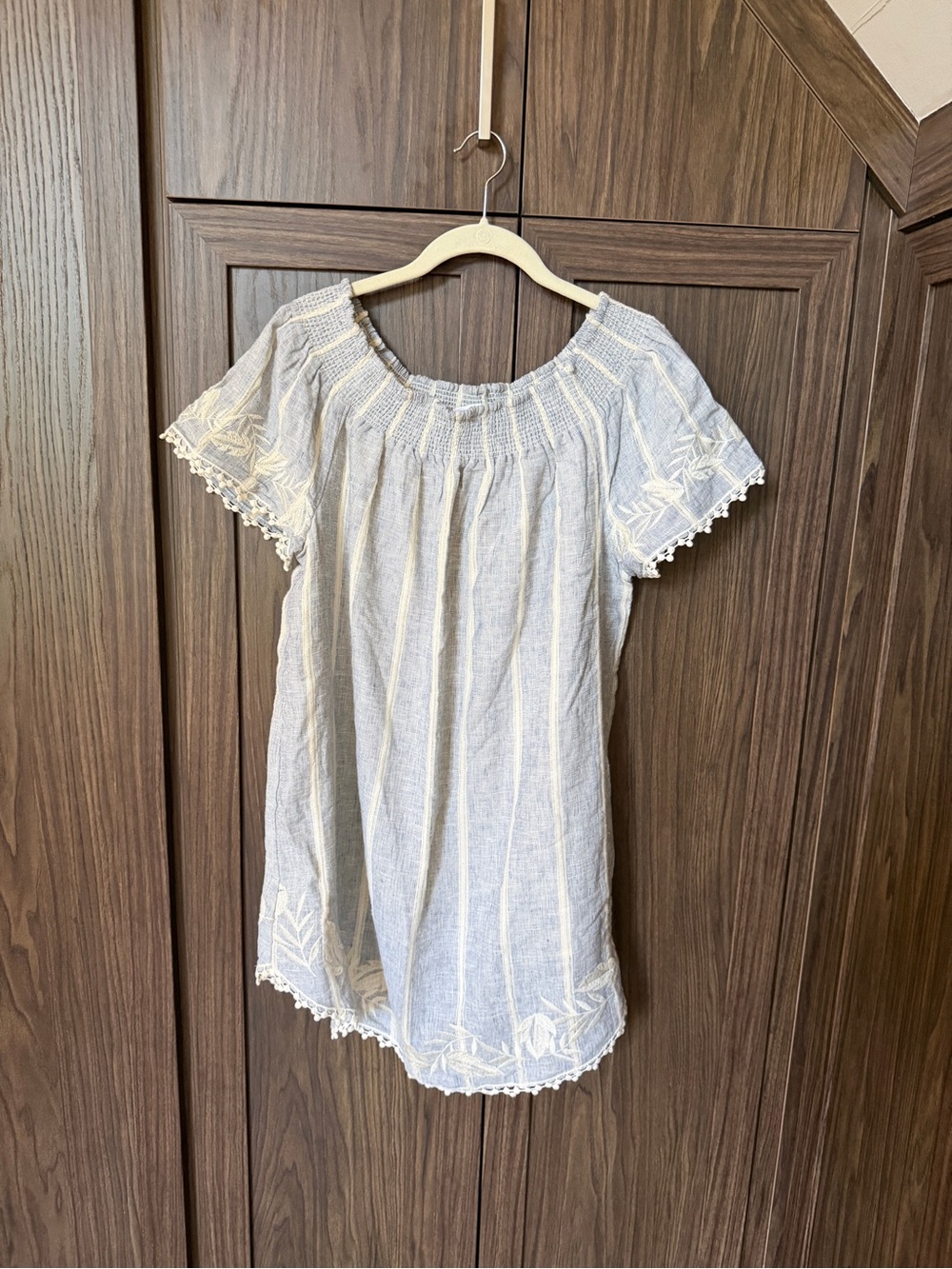 Merona Light Blue Embroidered beach coverup